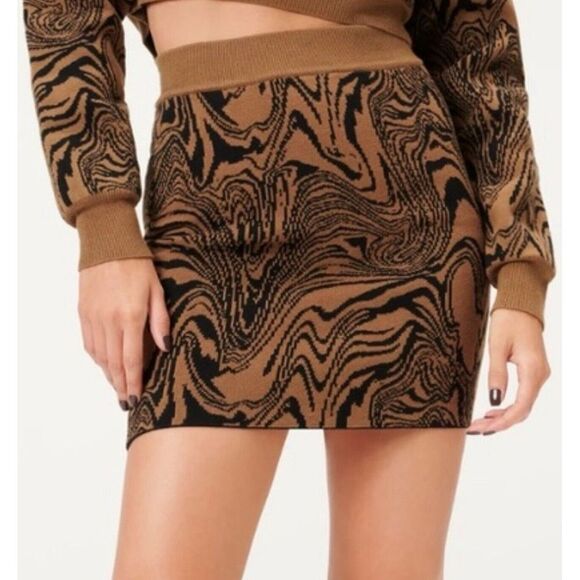Good American Women's Intarsia Swirl Knit Stretch Mini Skirt Sz L/XL‎ 3/4 - Picture 1 of 8